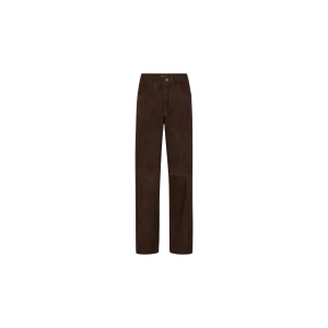DEPECHE - Cat suede pants, dusty brown
