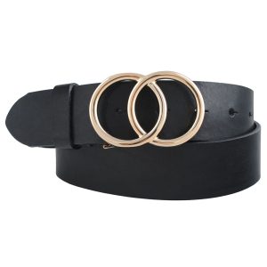 Bredt damebælte med guld ringe – art. D10150